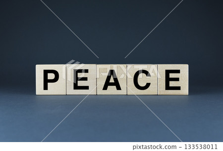 Peace. Cubes form the word Peace. An extensive concept of the word Peace Peace. Cubes form the word Peace. An extensive concept of the word Peace 133538011