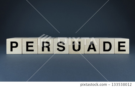 Persuade. The cubes form the word Persuade. Persuade. The cubes form the word Persuade. 133538012