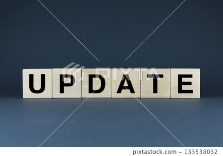 Update. Cubes form the word Update 133538032