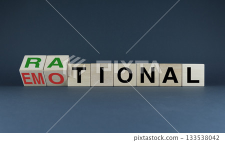 Rational or Emotional. Cubes form the choice words Rational or Emotional. 133538042