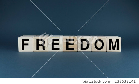 Freedom. Cubes form the word Freedom. The broad concept of the word Freedom Freedom. Cubes form the word Freedom. The broad concept of the word Freedom 133538141