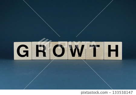 Growth. Cubes form the word Growth 133538147