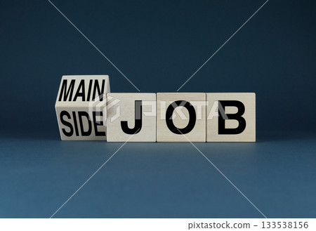 Main or Side Job. The cubes form the selection words Main or Side Job 133538156