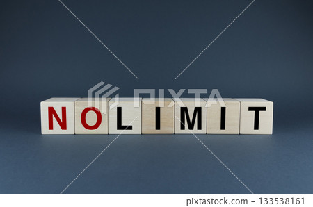 No limit. Cubes form the word No Limit. The extensive concept of the word No Limit No limit. Cubes form the word No Limit. The extensive concept of the word No Limit 133538161
