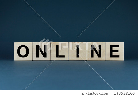 Online. Cubes form the word Online. The extensive concept of the word Online 133538166