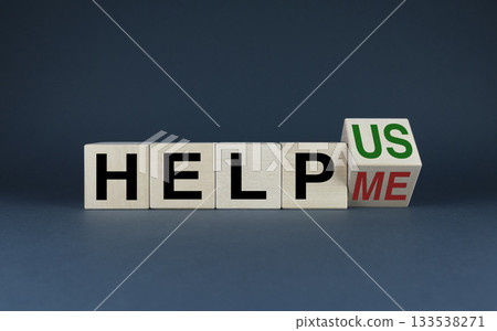 Help us or me. Cubes form words Help us or help me Help us or me. Cubes form words Help us or help me 133538271