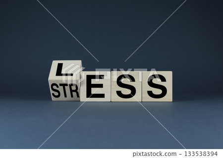 Cubes form words Less stress. The concept of stress and lifestyle in the fight against it Cubes form words Less stress. The concept of stress and lifestyle in the fight against it 133538394