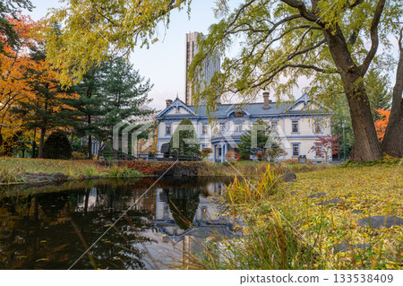 Hokkaido Nakajima Park Autumn Leaves Lotus Pond Autumn Ginkgo Maple Toyohirakan 133538409