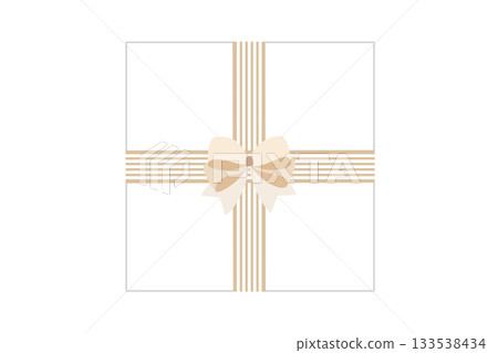 Ribbon gift frame, beige, vector png, white background 133538434