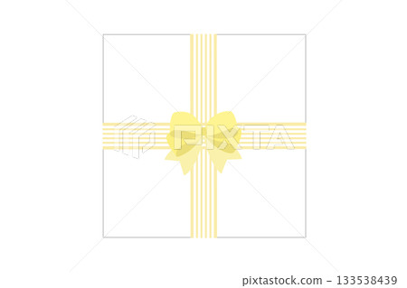黃色絲帶禮品框向量圖 png 白色背景 133538439