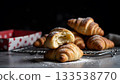 Freshly Baked Croissants With Flaky Texture and Delicious Creamy Filling 133538770