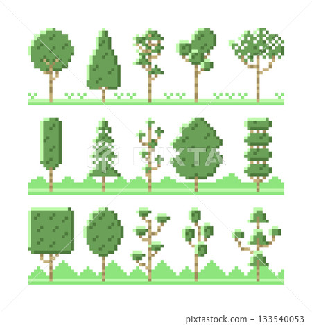 set of trees pixel for garden collection set of trees pixel for garden collection 133540053