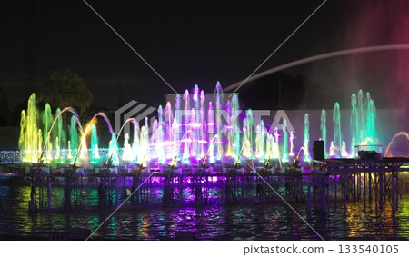 Colorful fountain show 133540105