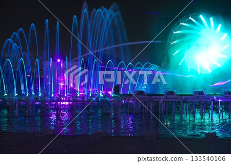 Colorful fountain show Colorful fountain show 133540106