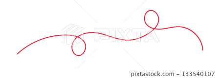 Wavy squiggle red line, vector doodle illustration, decorative chaotic art isolated Wavy squiggle red line, vector doodle illustration, decorative chaotic art isolated 133540107
