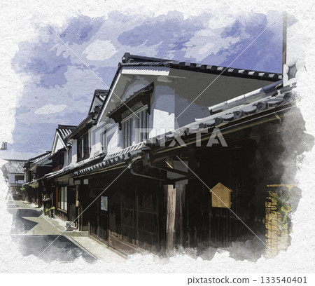 Watercolor painting style, Akinada Tobishima Kaido, Osakishima Island, Mitarai, Kure City, Hiroshima Prefecture Watercolor painting style, Akinada Tobishima Kaido, Osakishima Island, Mitarai, Kure City, Hiroshima Prefecture 133540401