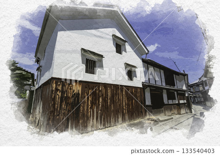 Watercolor painting style, Akinada Tobishima Kaido, Osakishima Island, Mitarai, Kure City, Hiroshima Prefecture 133540403