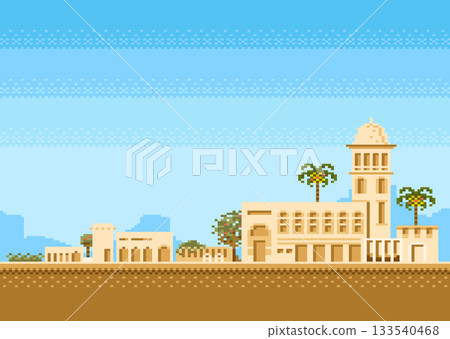 Arab architecture pixel in desert Arab architecture pixel in desert 133540468