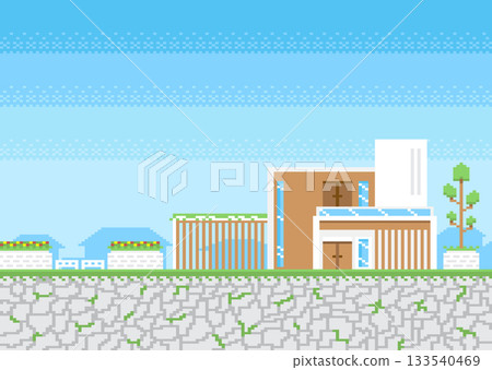 wooden minimal modern house pixel 133540469