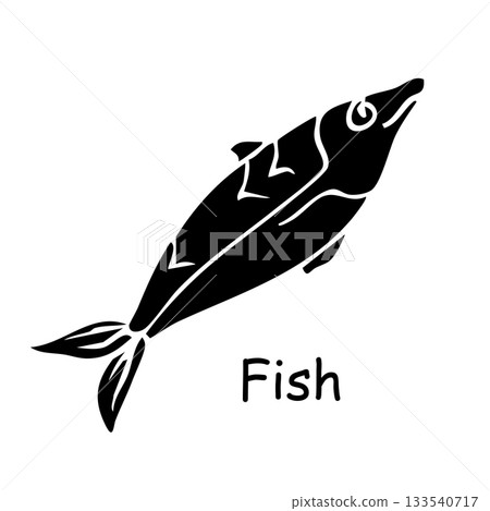 Black silhouette illustration fish on white background 133540717