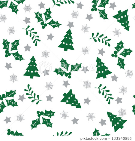 Green Christms ob white apaper 133540895