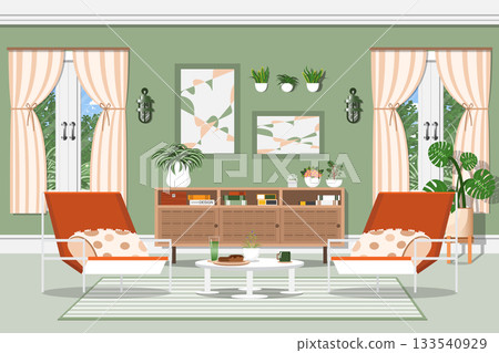 interior background with living room and sofa interior background with living room and sofa 133540929