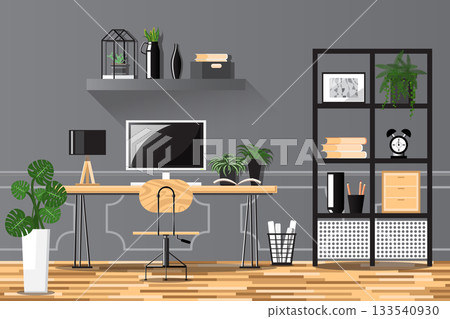 interior background with a working room interior background with a working room 133540930