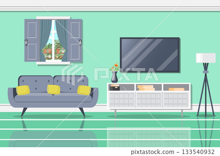 living room interior with tv and living room 133540932