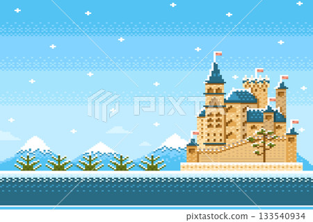 beautiful castle on the mountain pixel beautiful castle on the mountain pixel 133540934