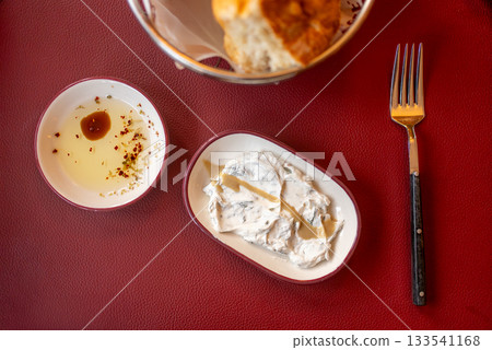 Bread, Olive Oil Dip and Yogurt Meze Bread, Olive Oil Dip and Yogurt Meze 133541168