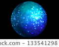 Blue and blue-green sparkling bokeh background sphere 133541298