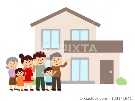 三代家庭和房子 133541641