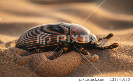 Desert scarabs: ancient Egyptian bronze artifacts symbolizing rebirth and eternity 133541650