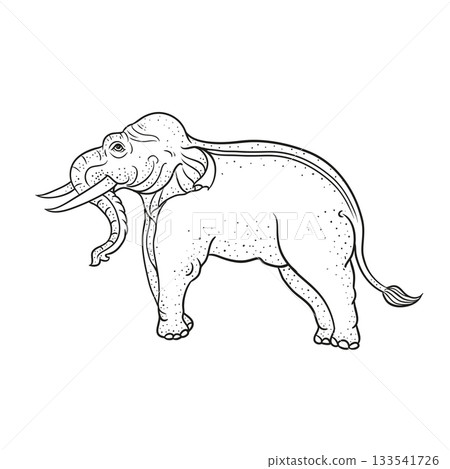 Thai style line drawing elephantidae Thai style line drawing elephantidae 133541726