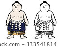 Sumo wrestler - line drawing and color 133541814