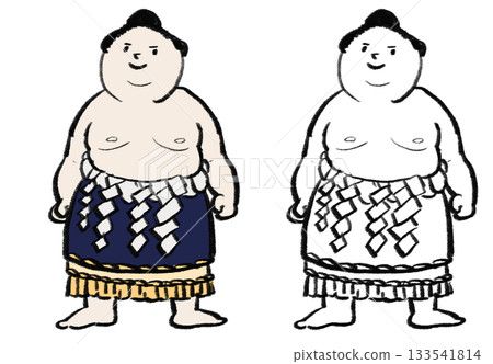相撲選手－線描與彩色圖 133541814