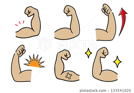 Hand-drawn fist pump icon set (color) Hand-drawn fist pump icon set (color) 133541820