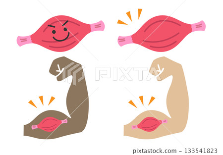 Set of healthy muscles and fist pump (no main lines) 133541823