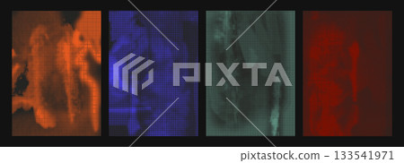 Dark Colored Halftone Retro Punk Overlay Poster Texture Set for Web Design. Vector illustration of Templates Posters 133541971