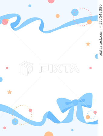 Ribbon decoration frame, circular object, pop design 133542080