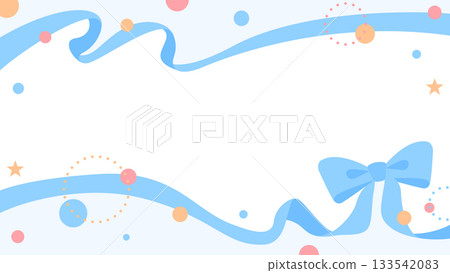 Ribbon decoration frame, circular object, pop design 133542083