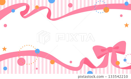 Ribbon decoration frame, circular object, pop design Ribbon decoration frame, circular object, pop design 133542210