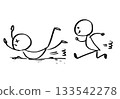 Simple line drawing of a person running, falling, tumbling 133542278