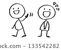 Simple line drawing of a person greeting with a smile 133542282