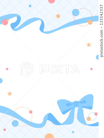 Ribbon decoration frame, circular object, pop design 133542337