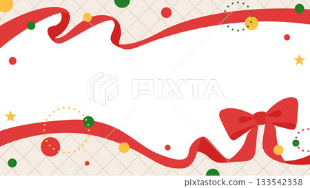Ribbon decoration frame, circular object, pop design 133542338
