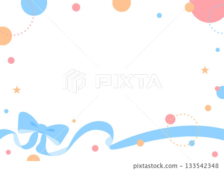 Ribbon decoration frame, circular object, pop design 133542348