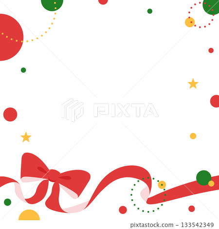 Ribbon decoration frame, circular object, pop design 133542349