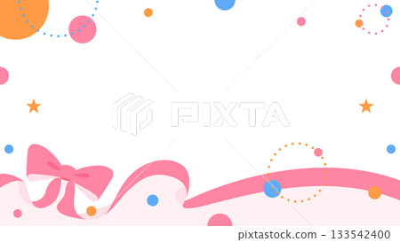 Ribbon decoration frame, circular object, pop design 133542400