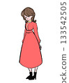 woman wearing pink dress 133542505